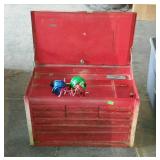 Metal tool box, six small drawers, three large