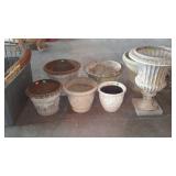 Poly planters, group of seven ornate garden