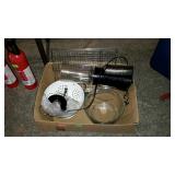 Box with kitchenware blender, bowl, etc