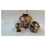 Three decor ceramic floral vases