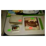 Group - two nested tin trinket boxes, marble