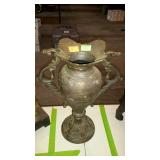 Brass double handled urn vase - 15" tall