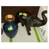 Home decor - Leather elephant,13" long; and 9"