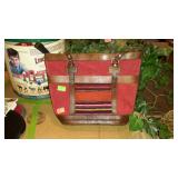 Ladies suede tote hand bag, leather straps like