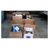 Group lot, includes, glass ware linens