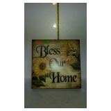 Home decor wall art plaque "Bless Our Home" - 16"