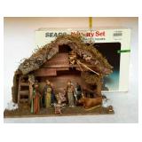 Sears Nativity Set with manger and original box -