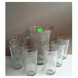 Nice 7pc clear glass water pitcher and 6 glasses