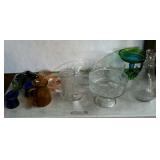 Glassware group lot - boot mug, bowls candy dish