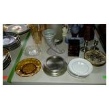 Home decor glassware lit, floral vases, candle