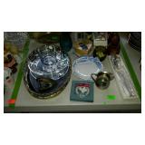 Decor group lot, plate, candle glasses, fire king