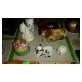 Ceramics - lamb & lion figurines, cat music