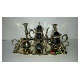 Silver plate coffee / tea service with tray and