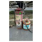 Two sprayers, both metal tank type