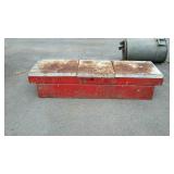 Old pickup truck bed tool box fits full size truck