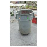 Commercial trash can fixed on dolly note dolly