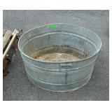 Galvanized wash tub, slightly out of round