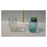 Quart canning jars - one blue glass Ball Perfect