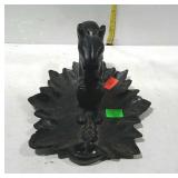 Metal squirrel nut cracker with attached leaf