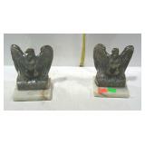 Eagle bookends with marble bases, pair of