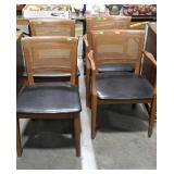 4 Dining chairs ,with cane backs and black vinyl