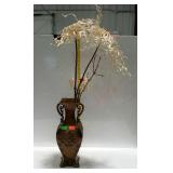 Metal home decor vase with floral arrangement -