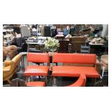 Red leather bench with chair and extra pieces