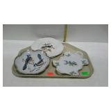 Painted china - Limoges dresser tray, and three