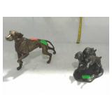 Two meal dog statues