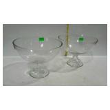 Two clear pedestal bowls. 10" diameter.