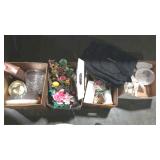 Four boxes: vases, decor pieces, games, books,