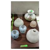 Group lot of glass lampshades. Most are vintage.