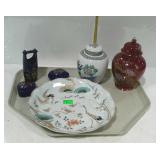 Asian theme painted china - ginger jars, trinket