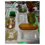 Glassware - relish dishes, sandwich glass, bonbon