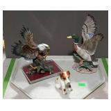 Figurines - dog, duck, and eagle