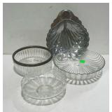 Serving bowls, three glass and one metal. Two are