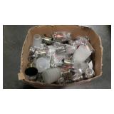 Box lot of bronze finish table lights with glass