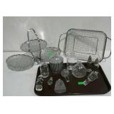 Group - folding 3-tier tidbit server, metal basket