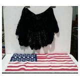 Misc - Crocheted shawl, and American flag