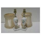 Pair of ceramic vanity lamps with shades- 19" tall