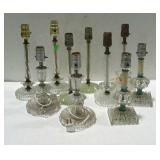 Glass lamps group - ten total, some need wiring
