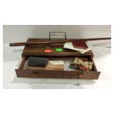 Mens dresser box, swagar stick, brush, bow tie, &