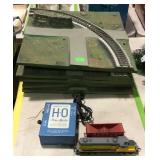 Train track set, American flyer pike master, and