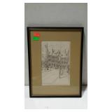 Print - Beacon Hill, Boston street scene, framed -