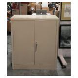 Metal double door storage cabinet with key, by