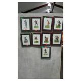 Nine prints, golfing scenes, framed - 10 x 13