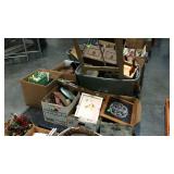 Skid lot of misc household stuff, wall shelves,