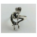 Sterling Silver 3D Kokopeli Ring Size 8.25 5.2