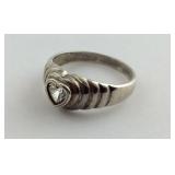 Heart Shaped CZ Sterling Silver Ring Size 8 4.4