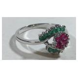 Beautiful Color Sterling Silver Ruby & Emerald